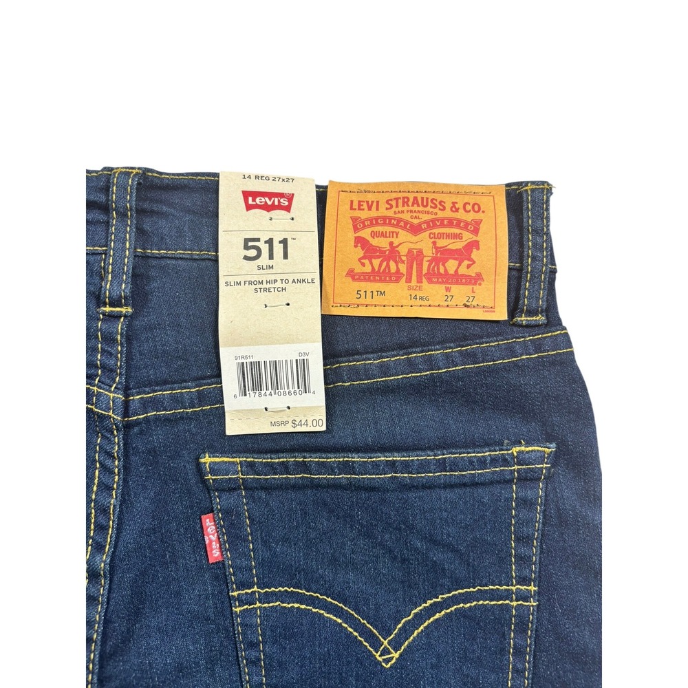 Levis 511 Slim Jeans Dark Wash Indigo Stretch Denim 27x27 NWT